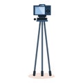 Professional digital camera standing on tripod making high quality video content Royalty Free Stock Photo