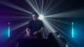 Professional DJ Mixing Music at Nightclub Event Royalty Free Stock Photo