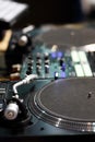 Professional DJ turntables and sound mixer