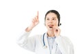 Professional doctor happy to serve online for medical knowledge Royalty Free Stock Photo