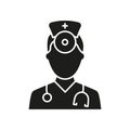 Professional Doctor with Stethoscope in Face Mask Silhouette Icon. Male Physicians Specialist and Assistant Glyph Black Royalty Free Stock Photo