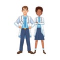 Professional doctors interracial couple avatars characters