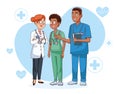 Professional doctors staff avatars characters