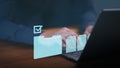 Professional document management and digital data storage on laptop. Concept of folder organization, file security Royalty Free Stock Photo
