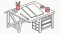 Professional Drafting Desk with Engineering Tools, vector design Generative AI Royalty Free Stock Photo