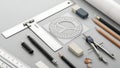 Professional Drafting and Drawing Tools Set Royalty Free Stock Photo