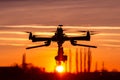 Professional drone silhouette in the sunset Royalty Free Stock Photo