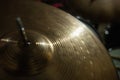 Professional drum cymbals from a music studio