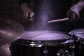 Professional drum set closeup. Drummer with drums. Royalty Free Stock Photo