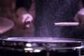 Professional drum set closeup. Drummer with drums. Royalty Free Stock Photo