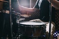 Professional drum set closeup. Drummer plays drums Royalty Free Stock Photo