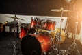Professional drum sets in recording studio