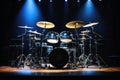 A professional drumkit on a stage