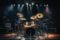 A professional drumkit on a stage