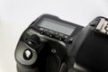 Professional dslr camera equipment with 70-300 mm tele zoom objective with wide camera lens in macro close-up view shows details Royalty Free Stock Photo