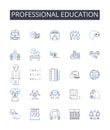 Professional education line icons collection. Higher learning, Expert training, Technical instruction, Advanced studies