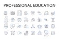 Professional education line icons collection. Higher learning, Expert training, Technical instruction, Advanced studies