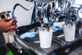 professional electric coffee machine for making an invigorating drink, equipment for coffee shops Royalty Free Stock Photo