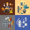 Professional electrical electricity energy electric man set