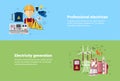 Professional Electrician Electricity Generation Station Industry Web Banner Royalty Free Stock Photo