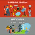 Professional electrician services and electrification provision promotional posters