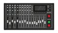 Professional Audio Mixing Console with Faders, Knobs and Digital Display Royalty Free Stock Photo