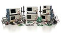 Electronics Engineering Equipment with Oscilloscopes Multimeters and Circuit Boards in a Laboratory Setting for Royalty Free Stock Photo