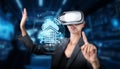 Virtual Reality Interaction with Cloud Computing Concept in Modern Home Environment for Innovative Technology Royalty Free Stock Photo