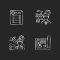 Professional for engineer project chalk white icons set on black background Royalty Free Stock Photo