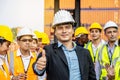 Professional Engineering and worker team congratulated success by applaud their leader after construction project complete