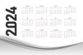 professional 2024 english calendar grey template for office wall