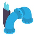 Professional equipment icon isometric vector. Welding rods part of curved pipe