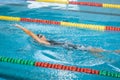Female athlete swimming backstroke in the pool Royalty Free Stock Photo