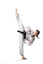 Professional female karate fighter isolated on Royalty Free Stock Photo