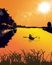 A Professional Fisherman, Sunset, Fishing, Nature