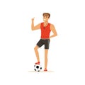 Professional fitness coach or instructor with soccer ball vector Illustration