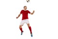 Professional football soccer player isolated white background Royalty Free Stock Photo