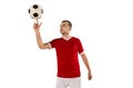 Professional football soccer player isolated white background Royalty Free Stock Photo