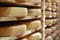 At professional French cheese maker - ComtÃÂ© cellar on traditional wood