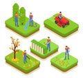 Professional Gardening Isometric Compositions