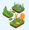 Professional Gardening Isometric Elements Royalty Free Stock Photo