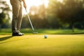 Golf player training on golf course. Generative AI Royalty Free Stock Photo