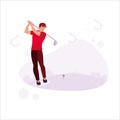 The professional golfer on the golf course is ready to take shots and score points. Royalty Free Stock Photo