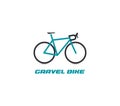 Professional gravel bike ride logotype. Turquoise bicycle logo on white background. Active recreation, cycling tourism