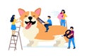 Professional groomer services vector illustration in flat cartoon style