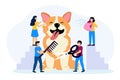 Professional groomer services vector illustration in flat cartoon style Royalty Free Stock Photo