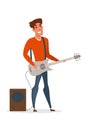 Professional guitar player flat illustration isolated on white background