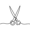 Professional hairdresser scissors. Continuous one line drawing.