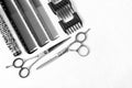 Professional hairdresser tools for stylists and hairdressers. on a white background ,copy space