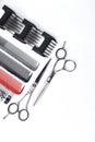 Professional hairdresser tools for stylists and hairdressers. on a white background ,copy space